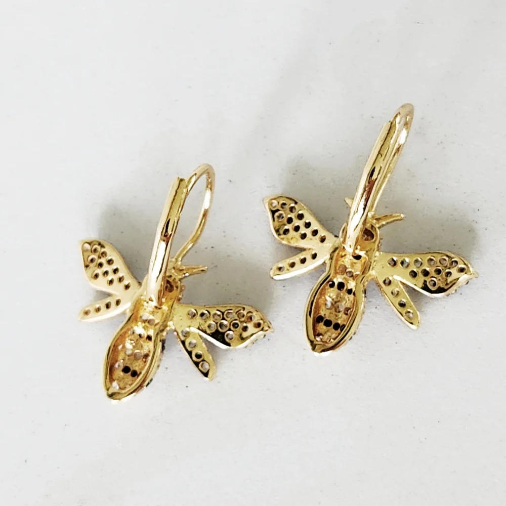 Kenneth Jay Lane Look Of Real Goldplated & Cubic Zirconia Bumble Bee Earrings